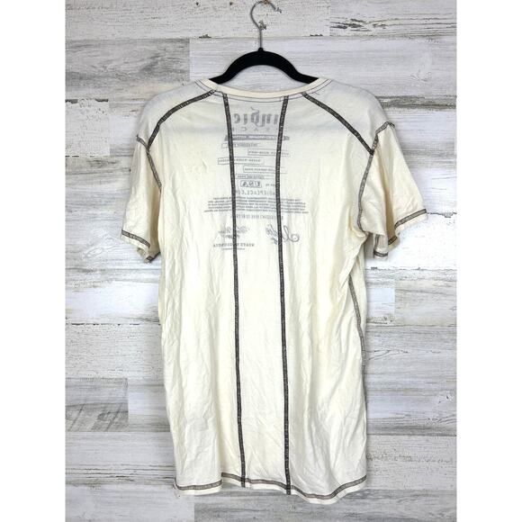 Indie Peach Men’s Small Cream Organic Cotton Handmade Short Sleeve T-Shirt New - Picture 2 of 4